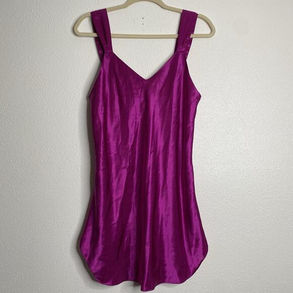 Vintage Nordstrom Lingerie Nightgown Chemise Slip Dress Small Magenta Satin